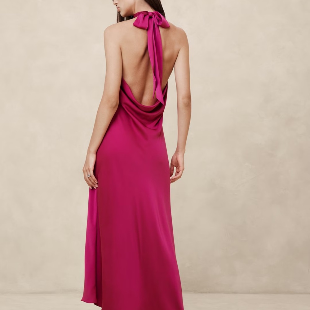 Banana Republic Pink Backless Halter Gown for Cocktail
